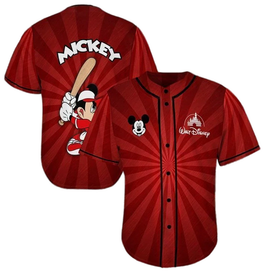 Mickey Jersey Disney Mickey the Player Walt Disney Symbol Red Jersey Shirt Baseball Baseball