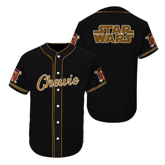 Star Wars Jersey Star Wars Chewie Chewbacca Graphic Black Brown Jersey Shirt Baseball for Men