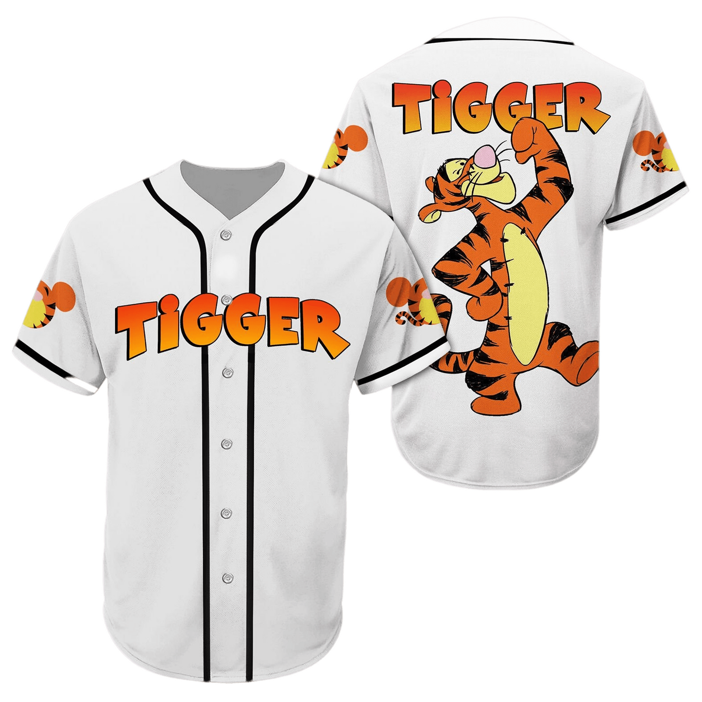 Winnie the Pooh Jersey Disney Winnie the Pooh Tigger Character White Jersey Shirt Baseball Disney Baseball