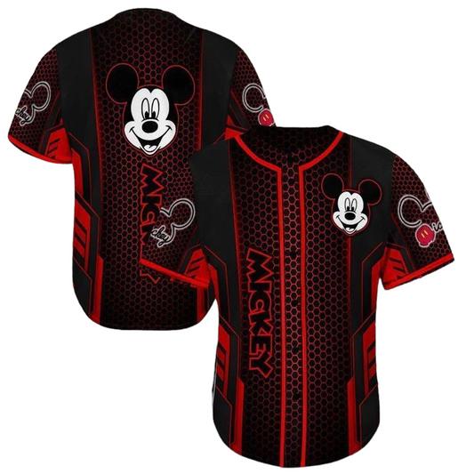 Mickey Jersey Disney Mickey Mouse Head Graphic Black Red Jersey Shirt Baseball Disney Baseball