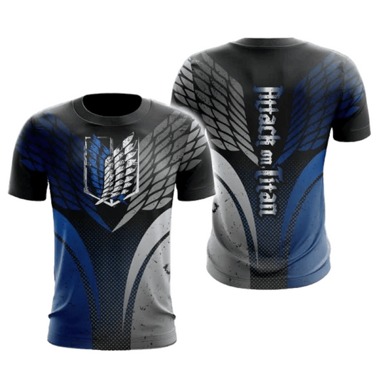 Attack On Titan T-Shirt Scouting Legion For The Glory Of Humanity T-Shirt Black Blue Unisex - Trendy Gift For Men & Women