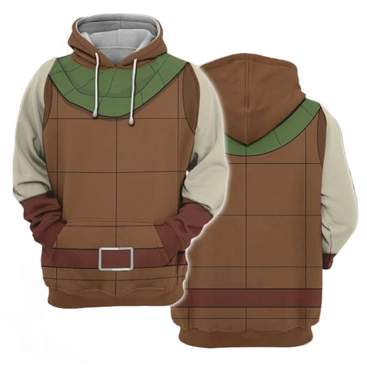 Delicious In Dungeon Hoodie Tims Chilchuck With Scarf Costume Hoodie Brown Green Unisex - Cozy Hoodie For Cold Weather