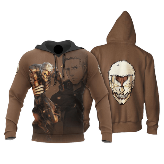 Attack On Titan Hoodie Reiner Braun As Armored Titan Hoodie Brown Unisex - Cozy Hoodie For Cold Weather