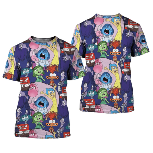 Inside Out T-Shirt Inside Out Emotions Characters Doodle Pattern T-Shirt Colorful Unisex - Trendy Gift For Men & Women
