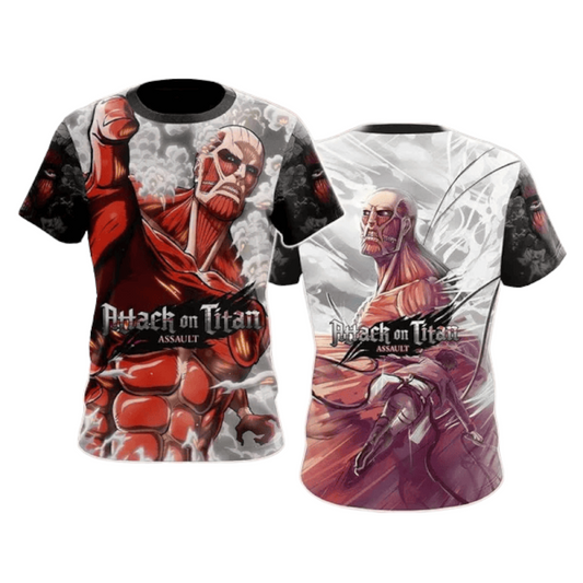 Attack On Titan T-Shirt Attack On Titan The Colossal Titan T-Shirt Red White Unisex - Trendy Gift For Men & Women