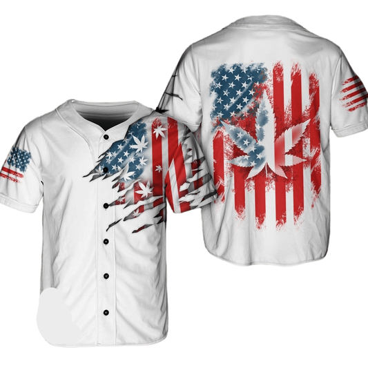 Independence Day Jersey Torn Sheet American Flag Independence Day White Jersey Shirt 04th of July Baseball for Men