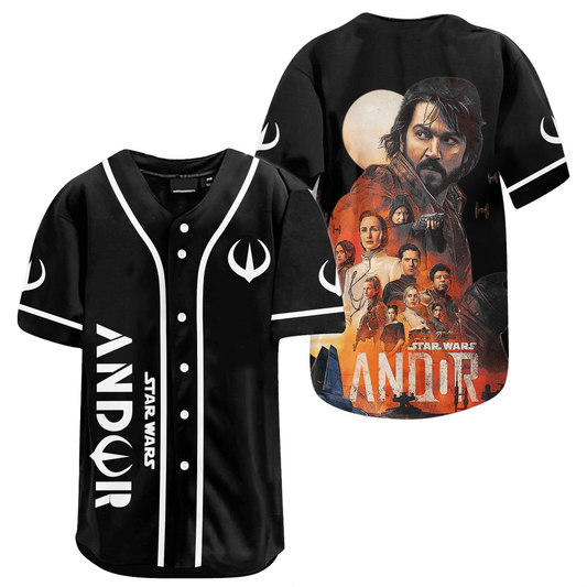 Star Wars Jersey Star Wars Andor Symbol Characters Graphic Black Jersey Shirt Baseball for Men