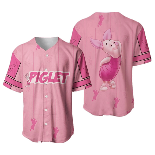 Winnie the Pooh Jersey Disney Winnie the Pooh Cute Piglet Character Pink Jersey Shirt Baseball Disney Baseball