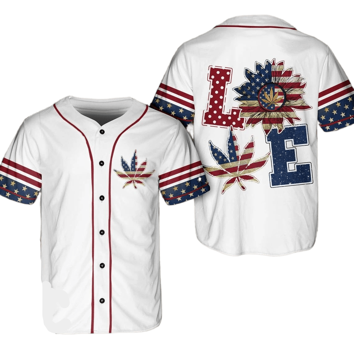 Independence Day Jersey Love American Flag Independence Day White Jersey Shirt 04th of July Baseball for Men Women