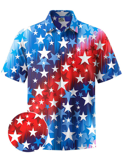 Alohadaddy® Holiday American Flag Day Print Art Chest Pocket Mens Short Sleeve Shirts Big & Tall