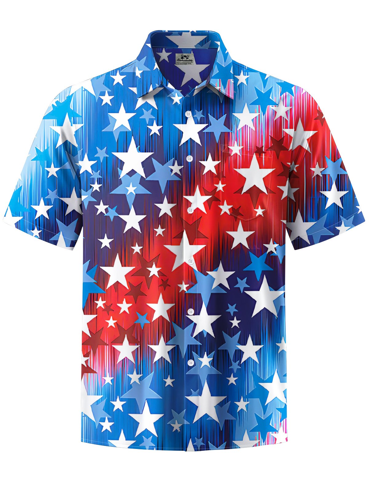 Alohadaddy® Holiday American Flag Day Print Art Chest Pocket Mens Short Sleeve Shirts Big & Tall