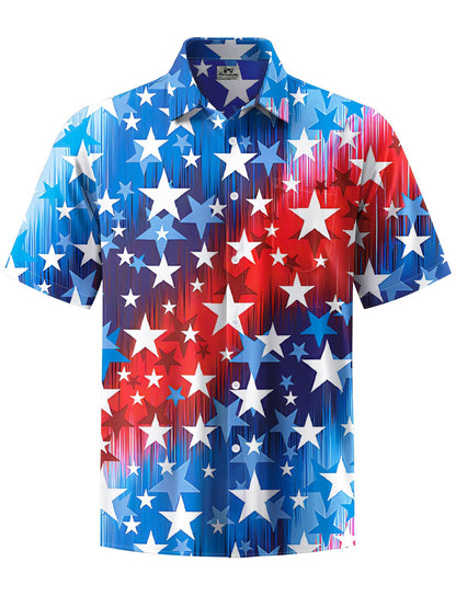 Alohadaddy® Holiday American Flag Day Print Art Chest Pocket Mens Short Sleeve Shirts Big & Tall