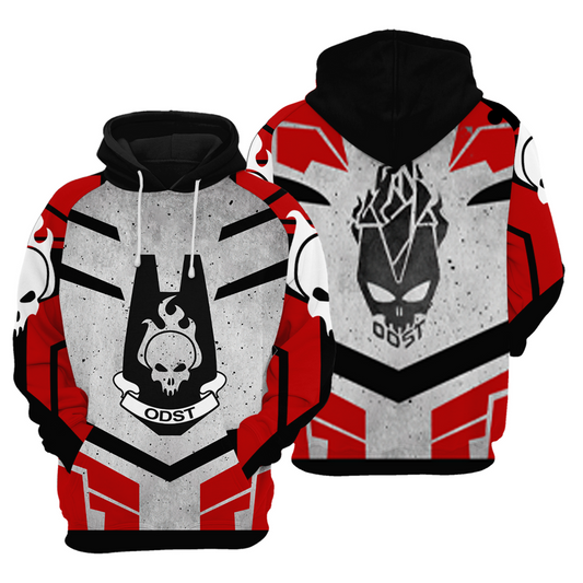 Halo Hoodie Halo 3 Odst Symbol Hoodie Red Gray Unisex - Cozy Hoodie For Cold Weather