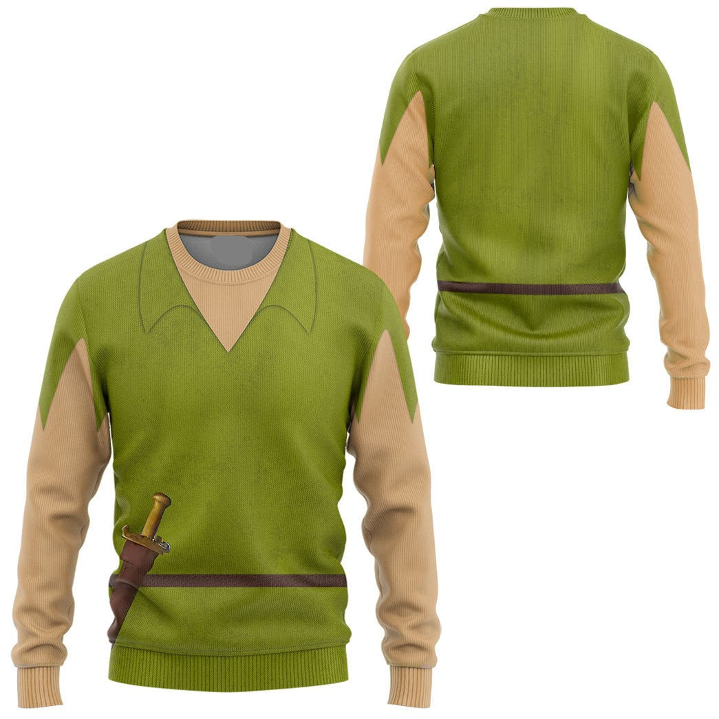 Disney Hoodie Peter Pan Costume T-Shirt Green Unisex Adults New Release - Trendy Gift For Men & Women