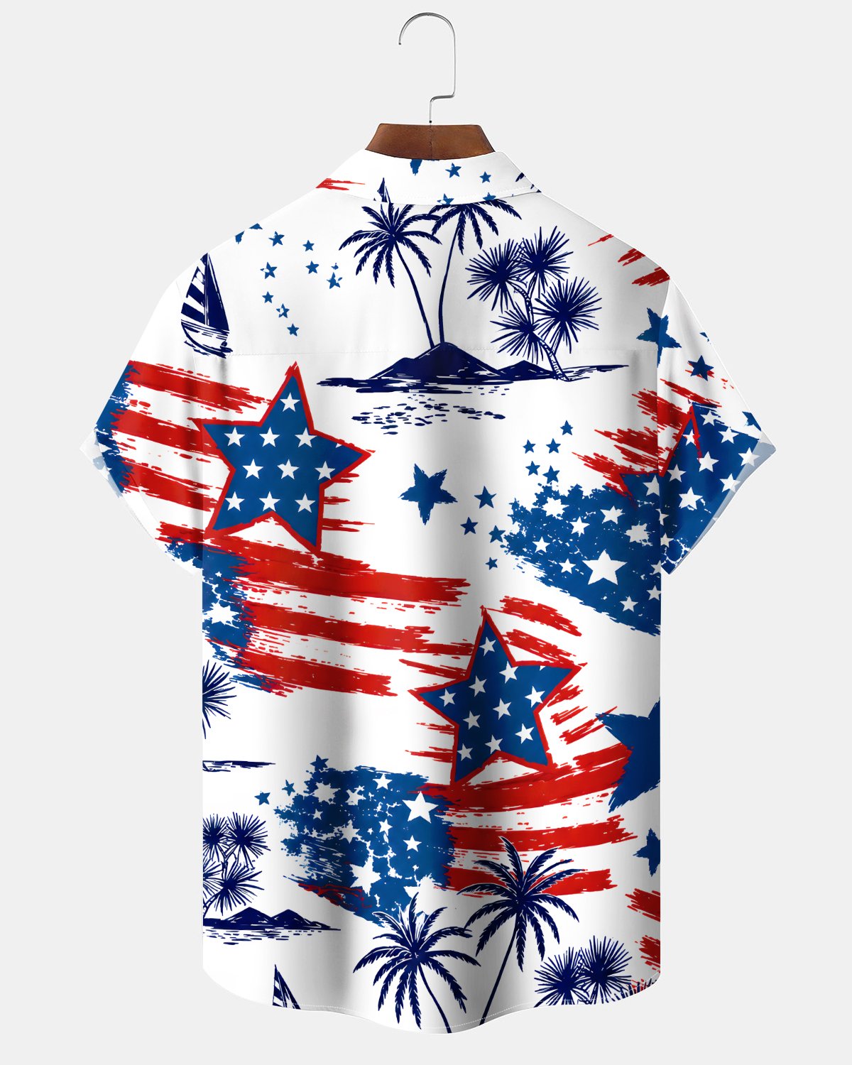 Alohadaddy® Vintage Flag Print Art Men's Short-Sleeve Shirt  Button-Front Cardigan with Pockets