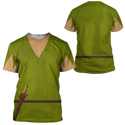 Disney Hoodie Peter Pan Costume T-Shirt Green Unisex Adults New Release - Trendy Gift For Men & Women