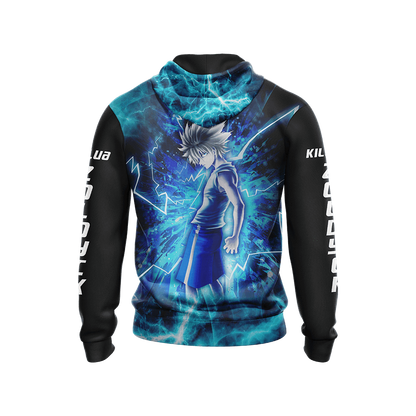  Hunter X Hunter Hoodie Glowing Killua Zoldyck Black Blue Hoodie Hunter X Hunter Merch  