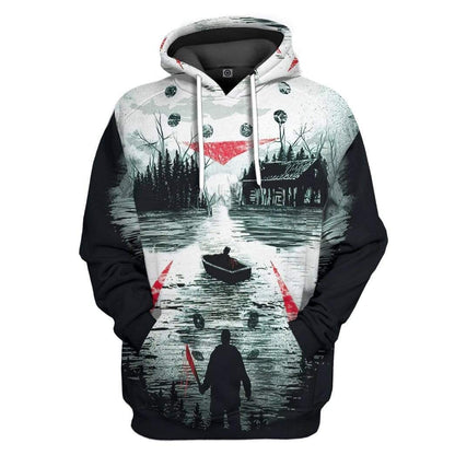 Halloween Hoodie Jason Voorhees Hoodie Camp Crystal Lake Black White Hoodie Horror Hoodie
