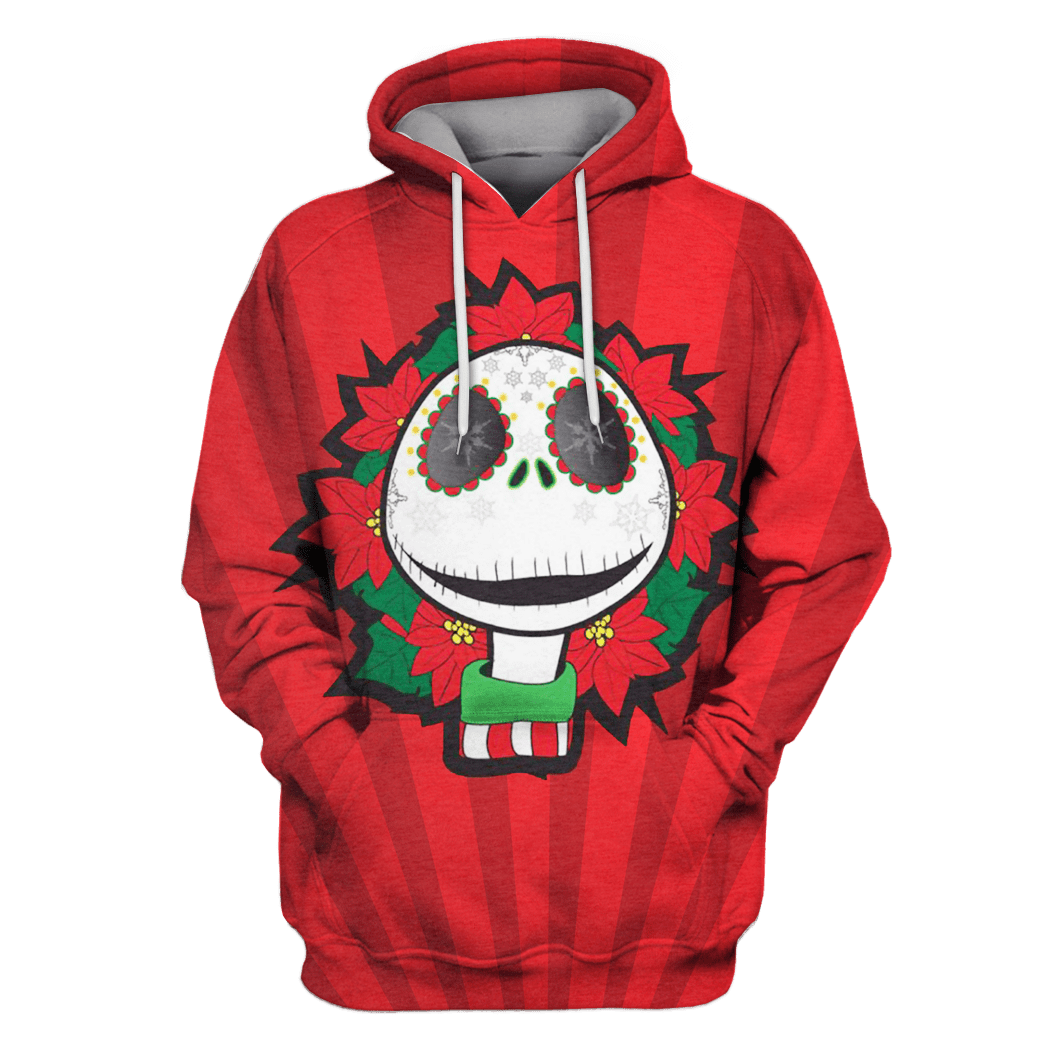  TNBC Shirt Jack Skellington Christmas Wreath Sugar Skull Red Hoodie TNBC Hoodie