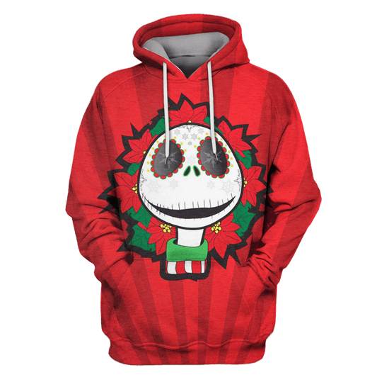  TNBC Shirt Jack Skellington Christmas Wreath Sugar Skull Red Hoodie TNBC Hoodie