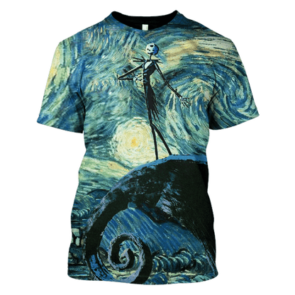 TNBC T-shirt Jack Skellington Starry Night Art Concept Blue Hoodie 