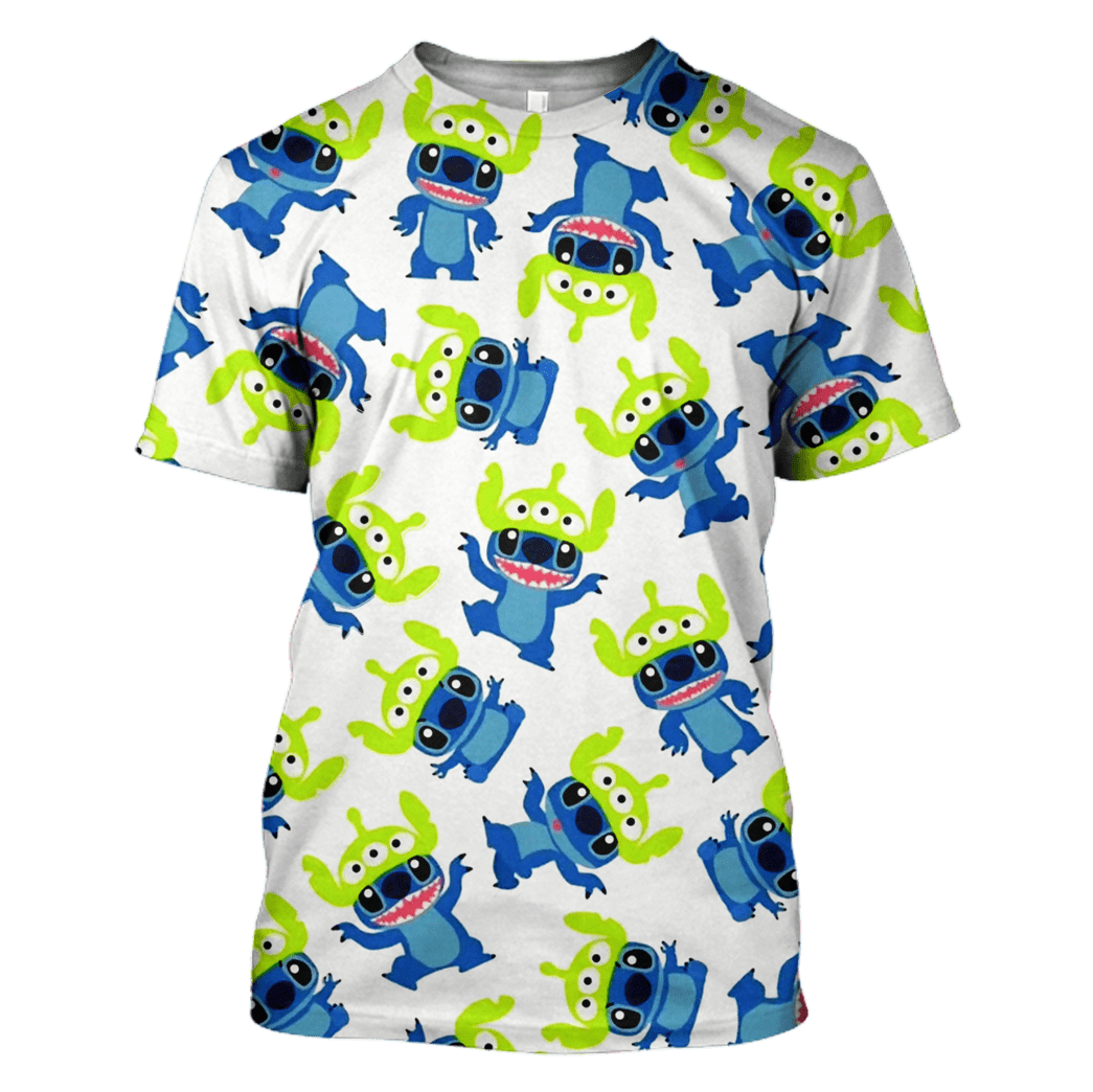  DN Shirt Stitch T-shirt Stitch Wearing Alien Hat Pattern White Hoodie Stitch Hoodie