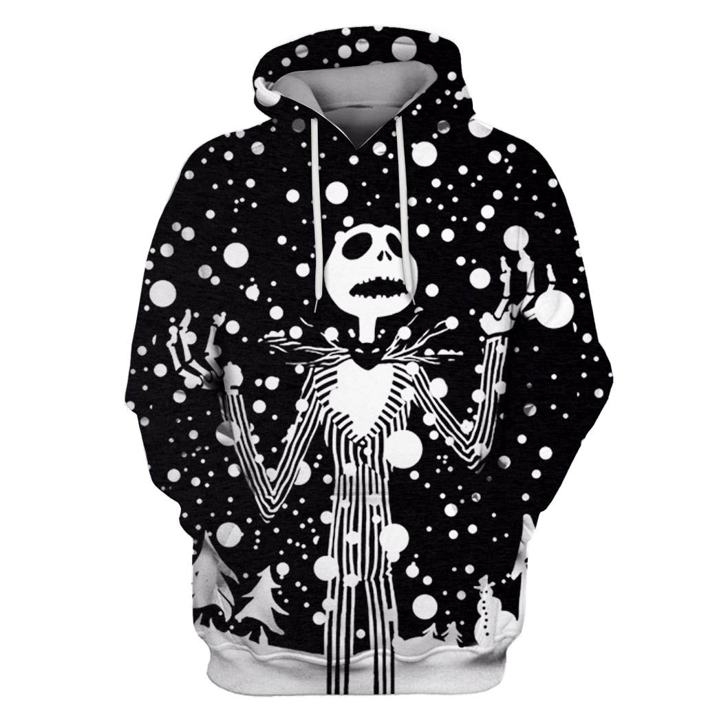  TNBC T-shirt Jack Skellington First Snow Black White Hoodie TNBC Hoodie