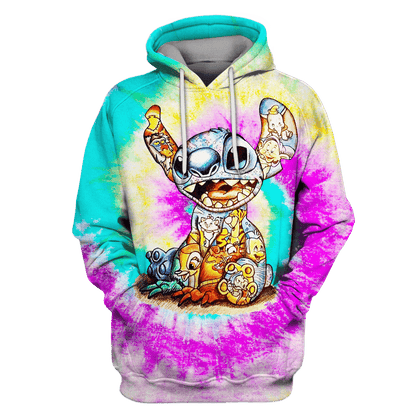  DN Shirt Stitch Shirt DN Characters Art Inside Stitch Tie Dye Hoodie Stitch Hoodie