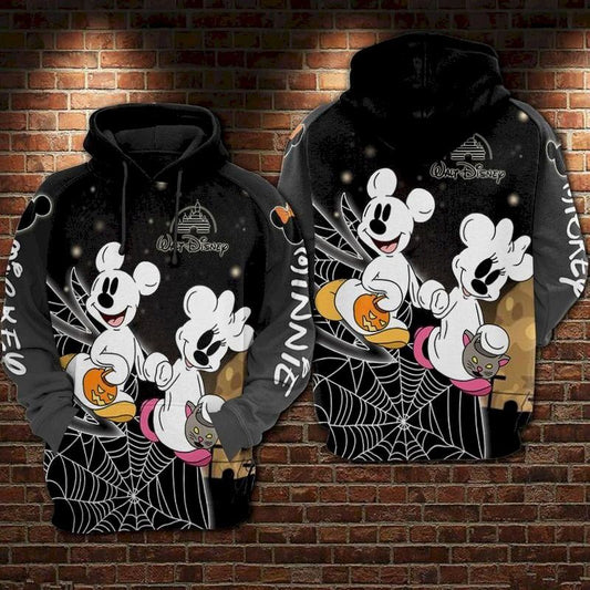  Halloween Hoodie DN Halloween Hoodie Minnie And MN Ghost Halloween Black Hoodie MN Hoodie