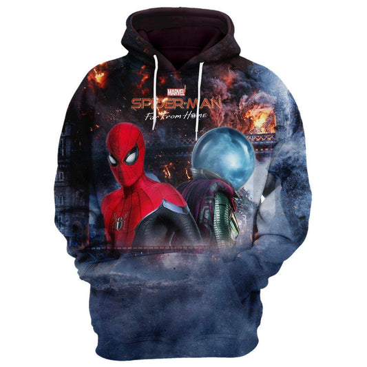 Spiderman Hoodie Marvel Spiderman Vs Mysterio Graphic Hoodie Gray Unisex - Cozy Hoodie For Cold Weather