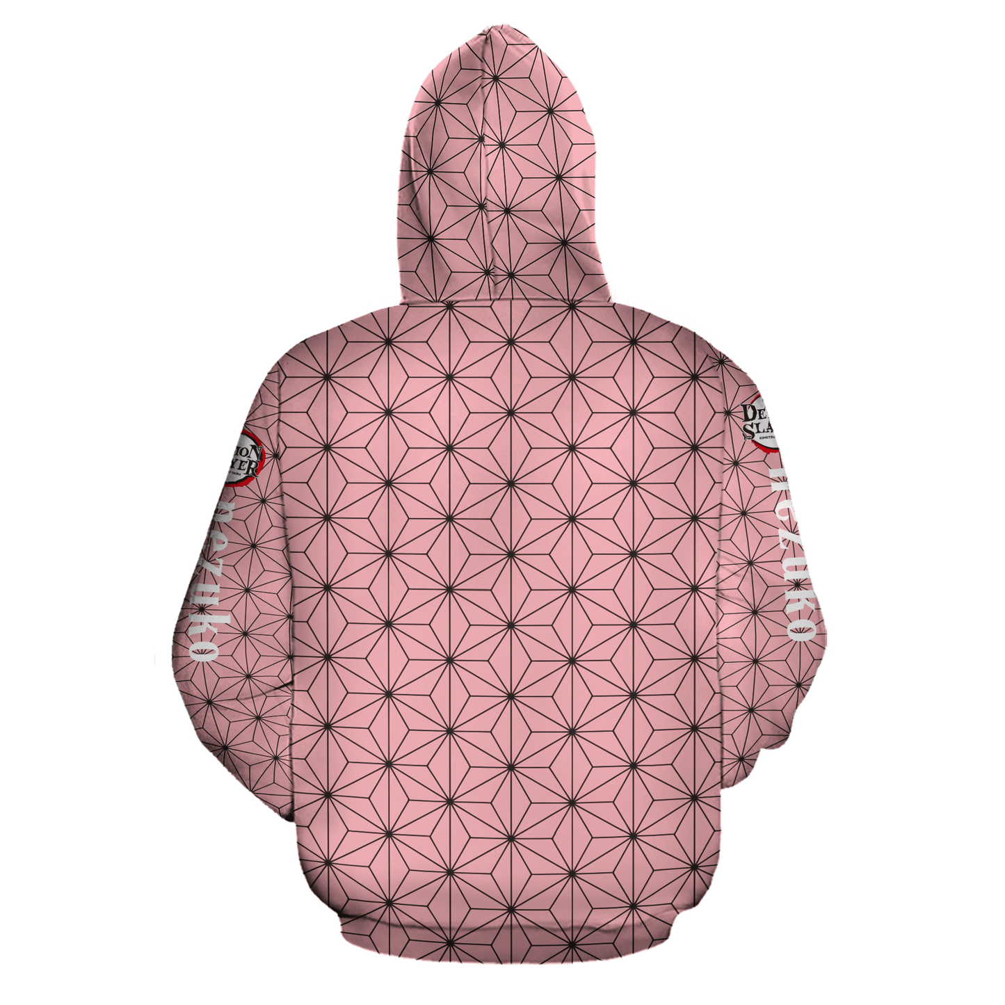  Demon Slayer Hoodie Nezuko Kamado Pink Pattern Kimetsu No Yaiba Logo Zip Hoodie Demon Slayer Apparel