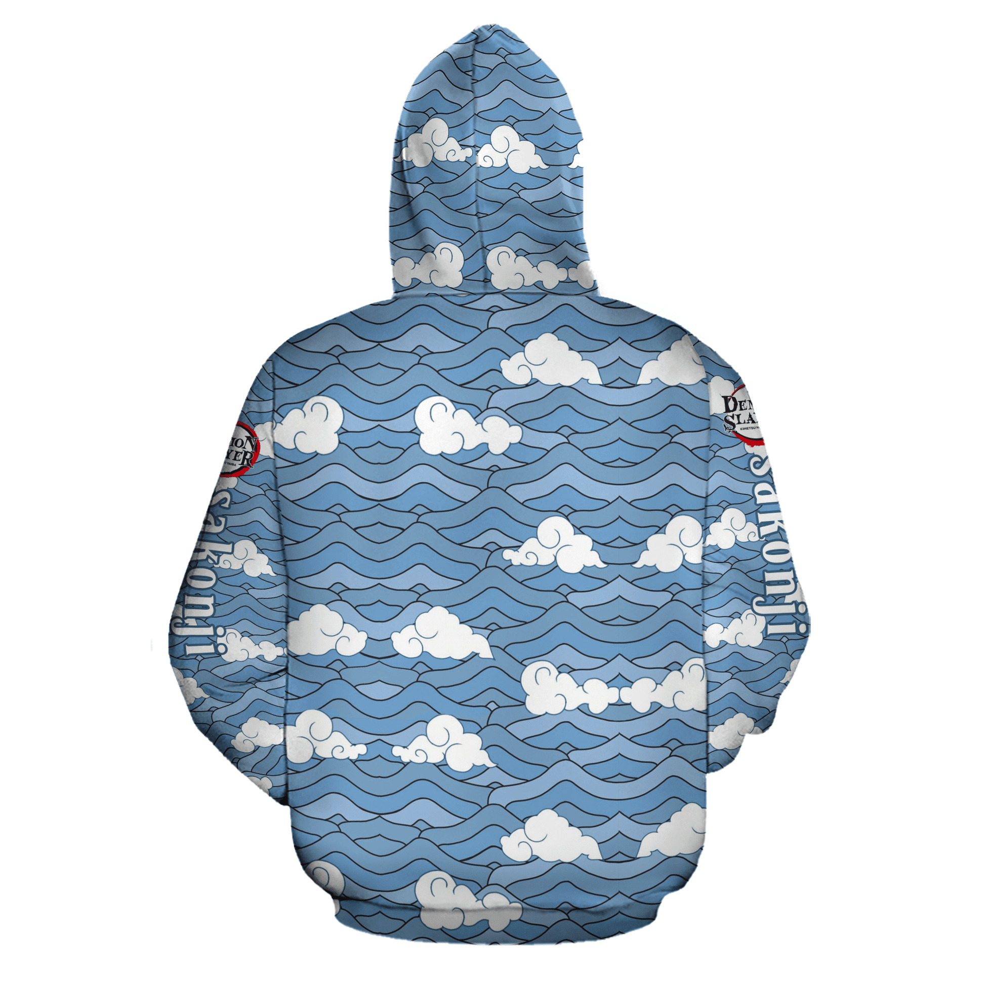  Demon Slayer Hoodie Sakonji Cloud Blue Kimetsu No Yaiba Logo Zip Hoodie Kimetsu No Yaiba Logo Hoodie