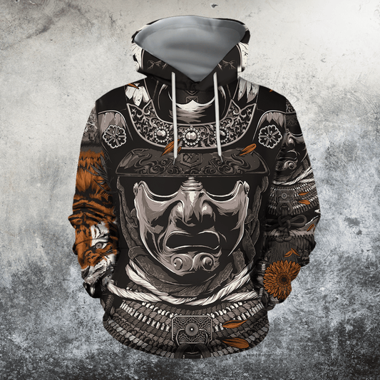 Gifury Japan Hoodie Samurai Tiger Black Grey Yellow Hoodie Japan Apparel 2022