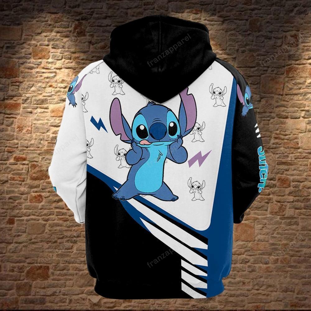  DN Hoodie Stitch Hoodie Stitch Lightings Pattern Blue White Hoodie