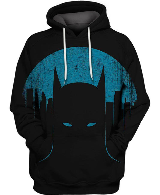 Batman Hoodie Dc Batman The Gotham City Silhouette Hoodie Black Blue Unisex - Cozy Hoodie For Cold Weather