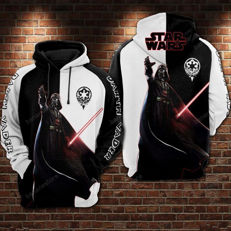 SW Hoodie SW Darth Vader Galactic Empire Symbol Black White Hoodie Apparel  