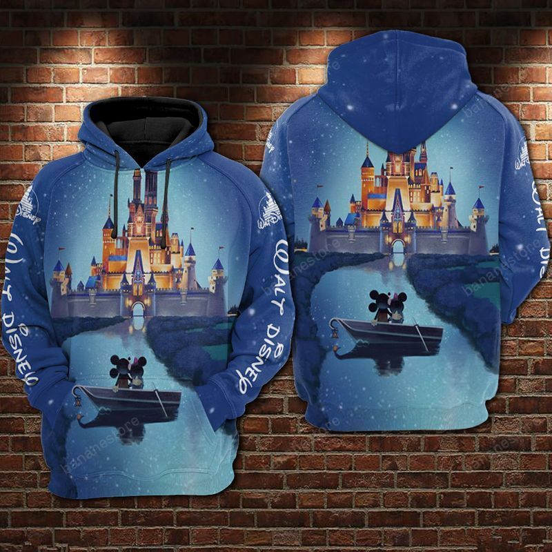  DN Hoodie Minnie And MN On The River By The Castle 3d Blue Hoodie