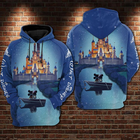  DN Hoodie Minnie And MN On The River By The Castle 3d Blue Hoodie