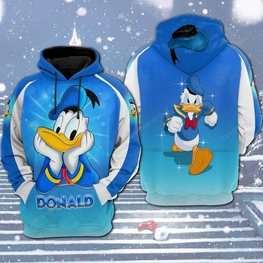  DN Hoodie Donald Duck Angry Donald Blue White Hoodie