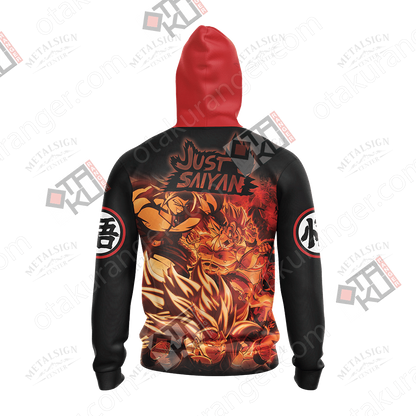  Dragon Ball T-shirt Goku Shirt Son Goku Just Saiyan Black Hoodie Anime Fan Gift   