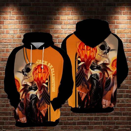  DN Halloween Hoodie Jack Skellington Pumpkin King Black Orange Hoodie