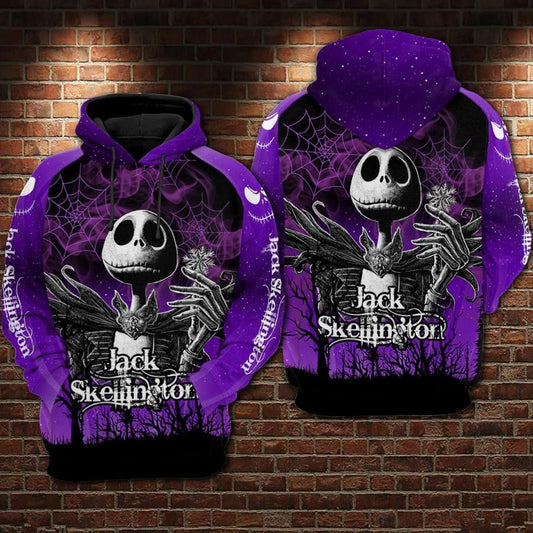  TNBC Hoodie Jack Skellington Spider Web Galaxy Purple Hoodie 
