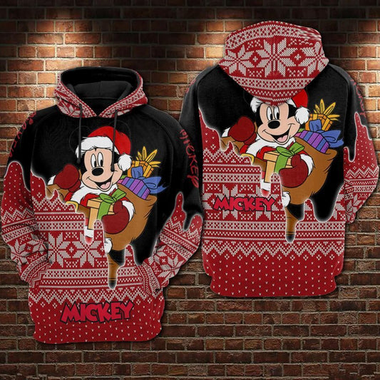  DN Hoodie Santa MN Christmas Snowflake Pattern Black Red Hoodie MN Hoodie