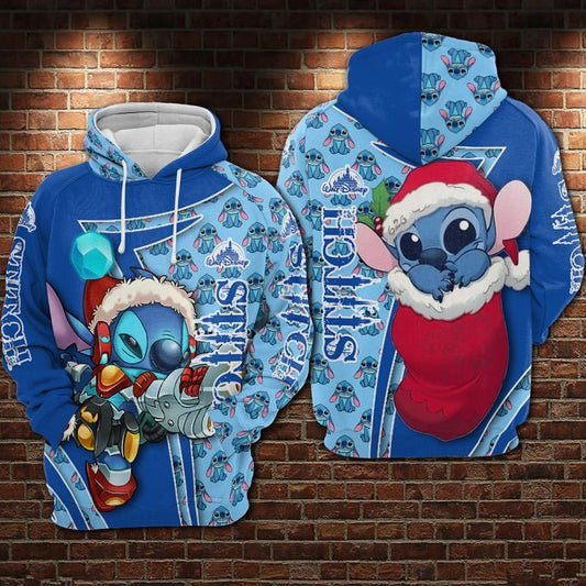  DN Hoodie Stitch Hoodie Cute Santa Stitch DN Logo Blue Hoodie