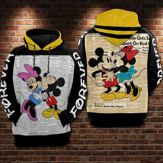  DN Hoodie Minnie And MN Old Version Newspaper Black Hoodie