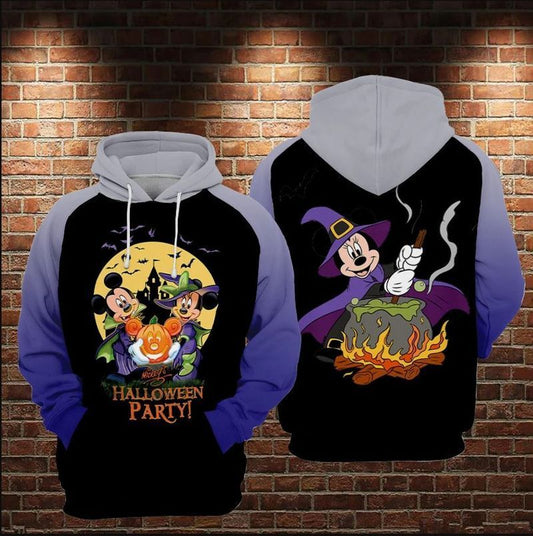  Halloween Hoodie DN Halloween Hoodie Minnie And MN Halloween Party Black Blue Hoodie MN Hoodie