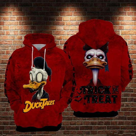  DN Hoodie Halloween Hoodie Donald Duck Zombie Duck Tales Trick Or Treat Red Hoodie