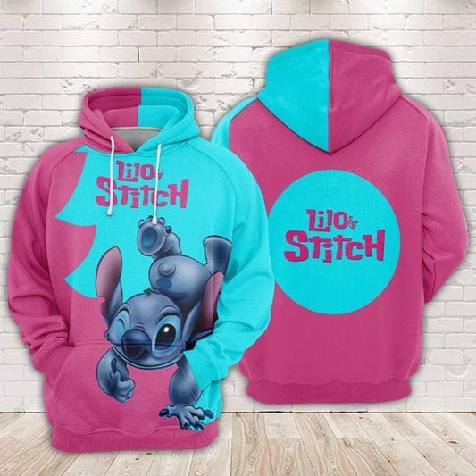  DN Hoodie Stitch Hoodie Lilo And Stitch Pink Blue Hoodie
