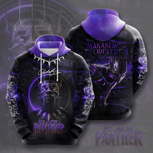 MV Hoodie Black Panther Hoodie Black Panther Long Live The King Black Hoodie