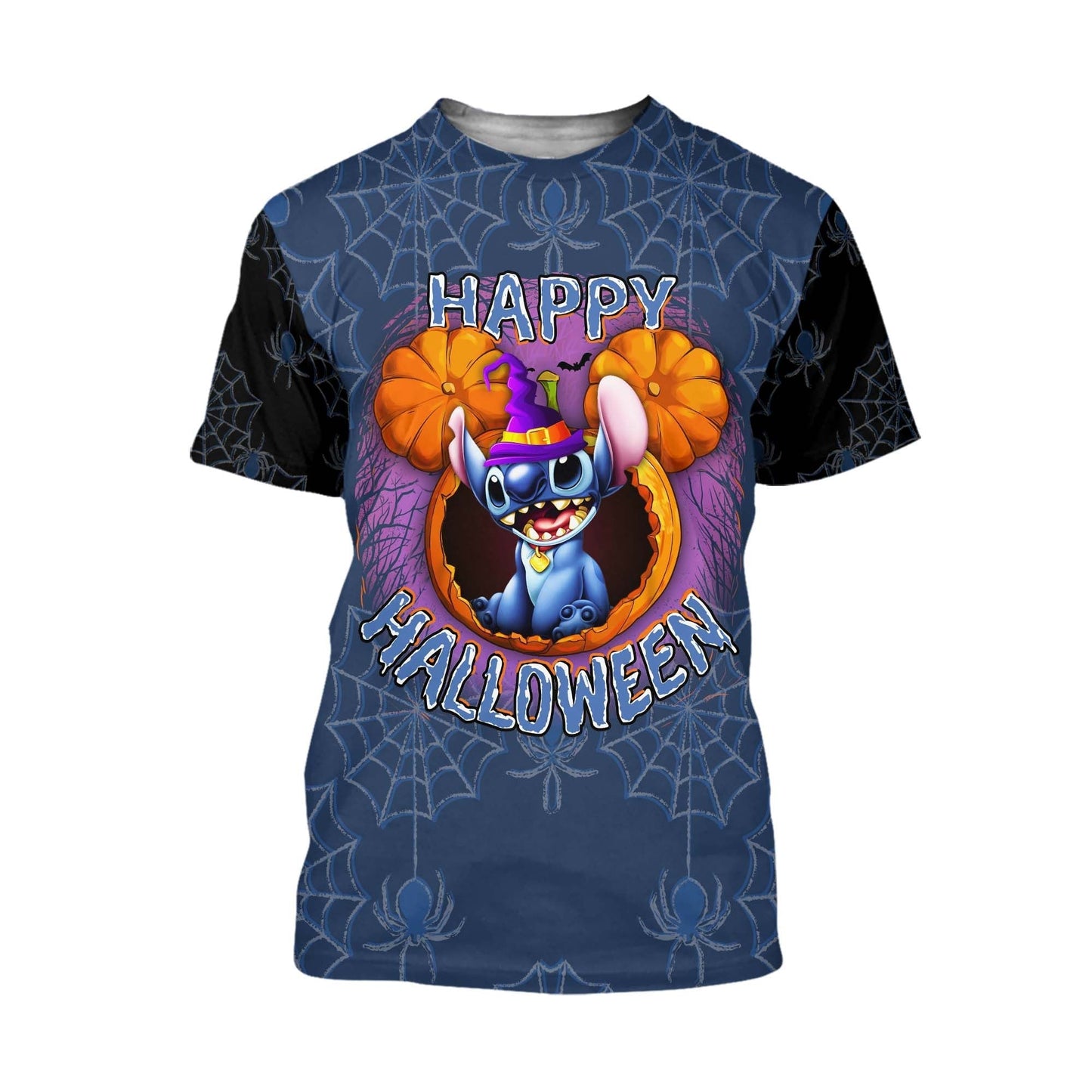  DN Halloween Shirt Stitch Shirt Stitch Happy Halloween Spooky Night Black Blue T-shirt